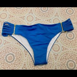 Eskini Blue Bikini Bottom Gold Hardware Sz. M